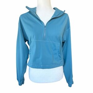 Roam Loud 1/4 Zip Teal Blue Long Sleeve Nylon Jacket Size Small